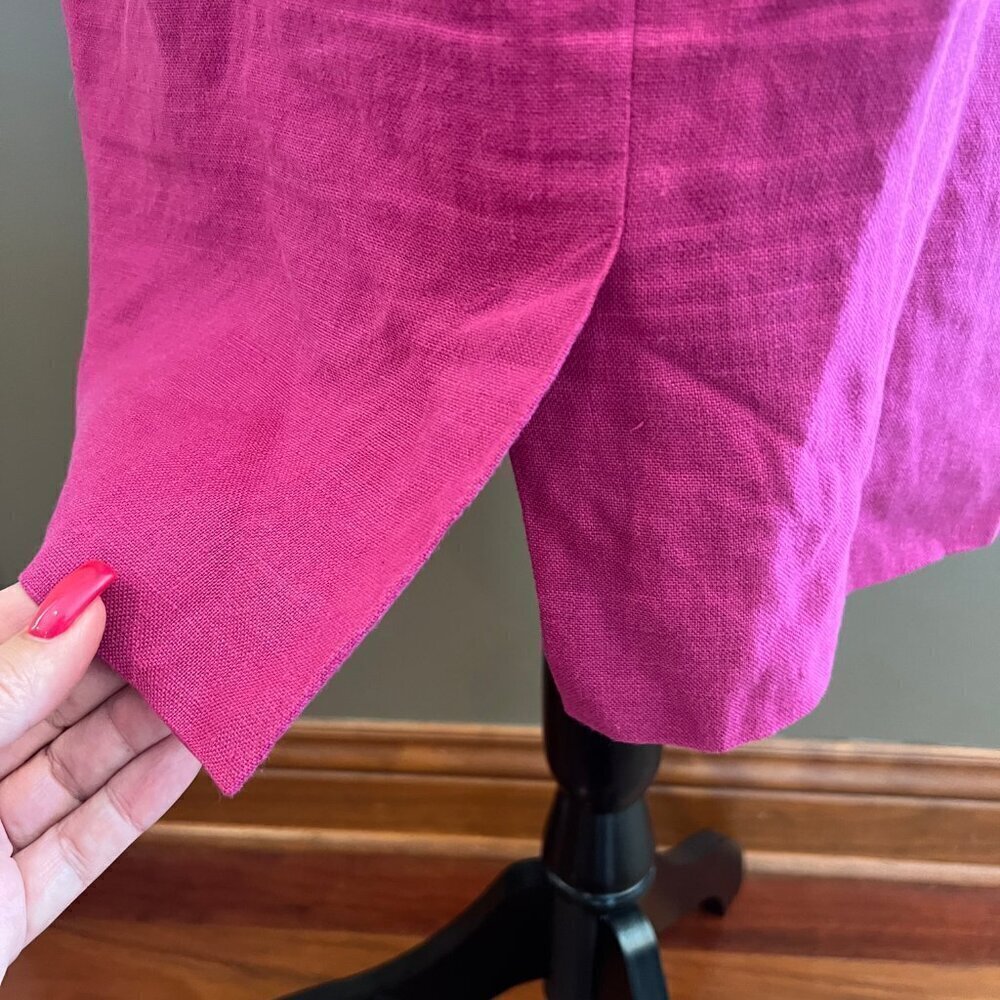 Women's Oberon Fuchsia Linen Classy midi length Dress, Size 12 - Picture 6 of 11